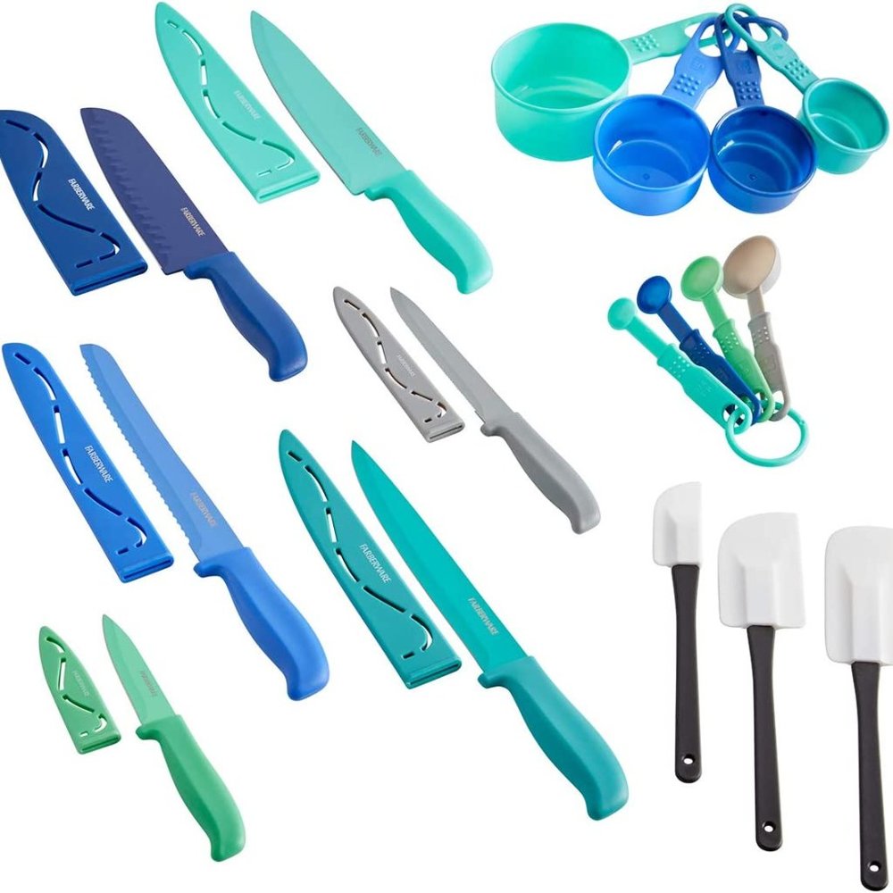 Farberware Resin Cutlery Set, 23 Piece, Multicolor , measuring spoons, spatula